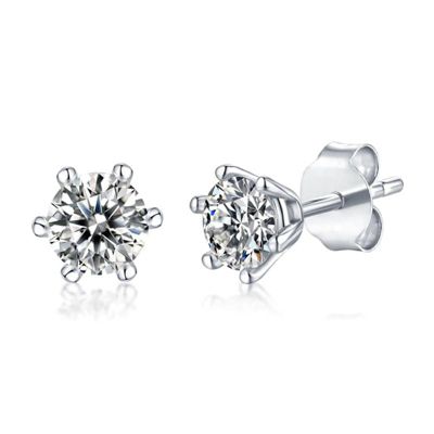Rozzato Sterling Silver with 1ctw Lab Created Moissanite Round Solitaire Stud Earrings