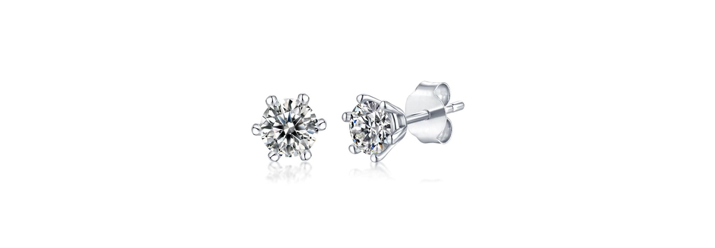 Sterling Silver with 1ctw Lab Created Moissanite Round Solitaire Stud Earrings