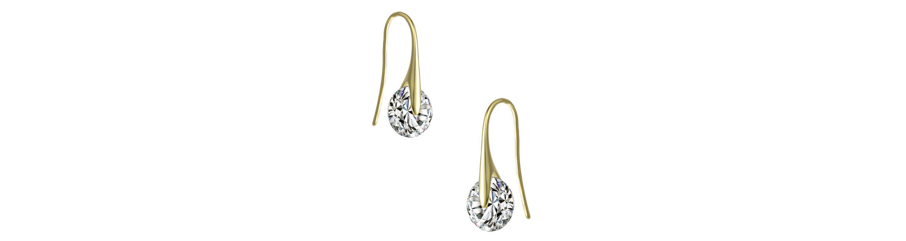 Sterling Silver 14K Gold Plated with 8ctw Round Lab Created Moissanite Solitaire Modern Artistic Wire Drop Earrings