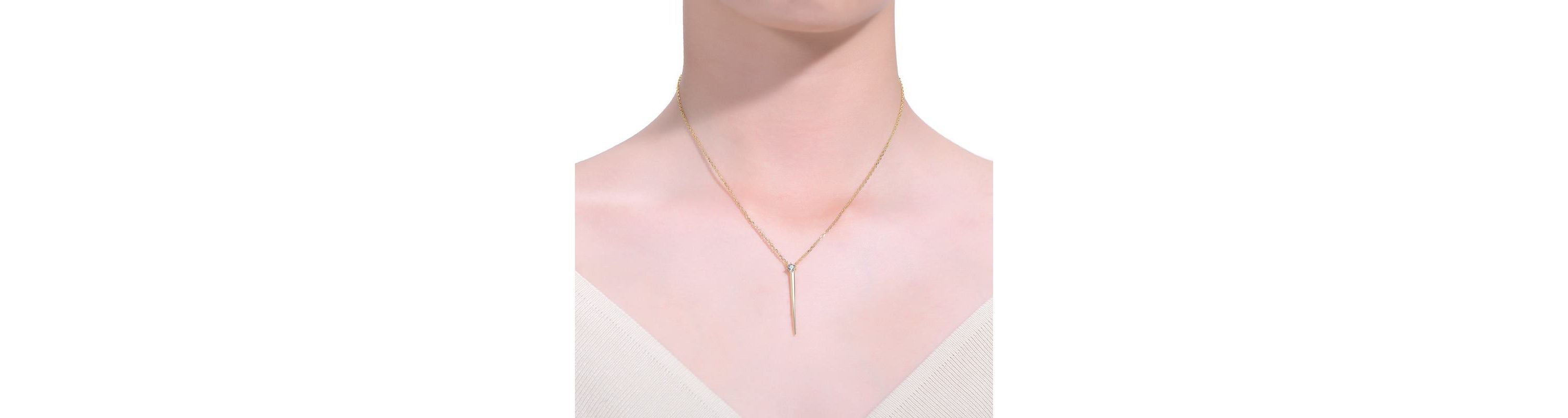 Sterling Silver 14K Gold Plated with 0.10ct Lab Created Moissanite Gothic Spike Pendant Layering Necklace