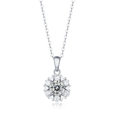 Rozzato Lab Created Sterling Silver White Gold Plated with 1ct Round Brilliant Lab-Grown Moissanite Solitaire Drop Pendant Necklace