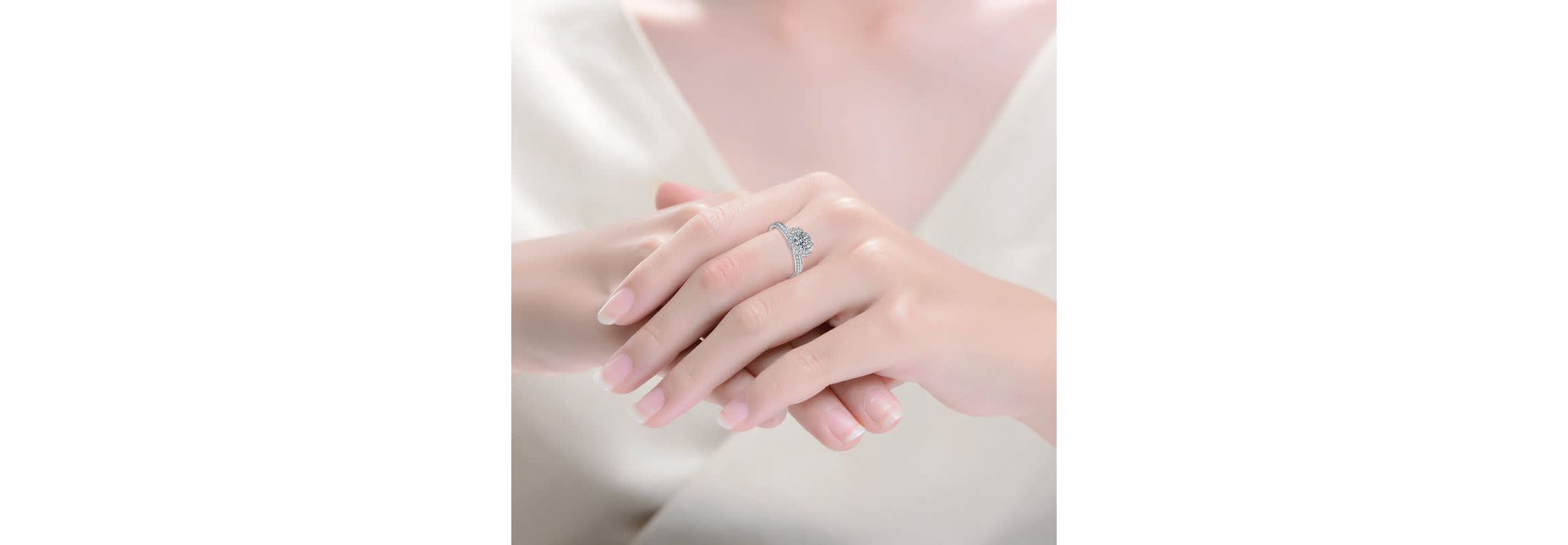 Sterling Silver White Gold Plated with 2ctw Lab Created Moissanite Tulip Pave Engagement Adjustable Ring