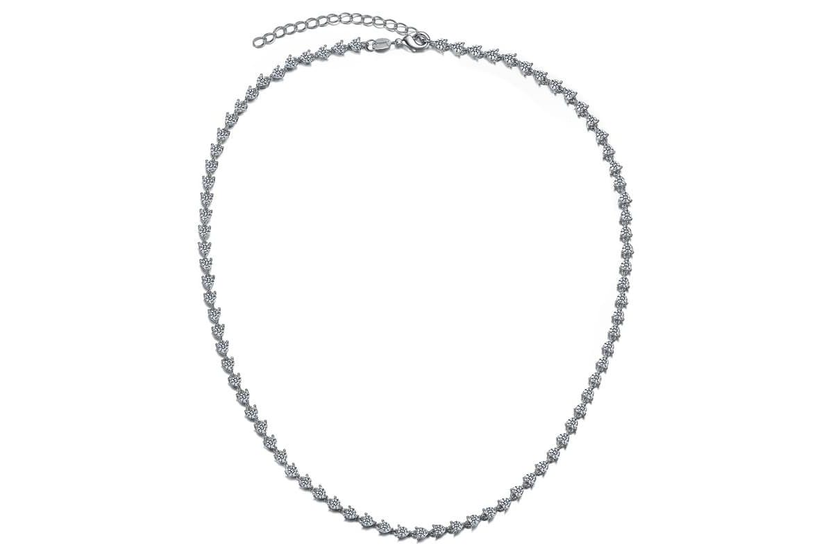 Lab Created Sterling Silver White Gold Plated with Clear Cubic Zirconia Heart Tennis Necklace