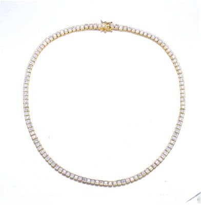 Lab Created Rozzato Sterling Silver 14K Gold Plated with Cubic Zirconia Classic Tennis Necklace