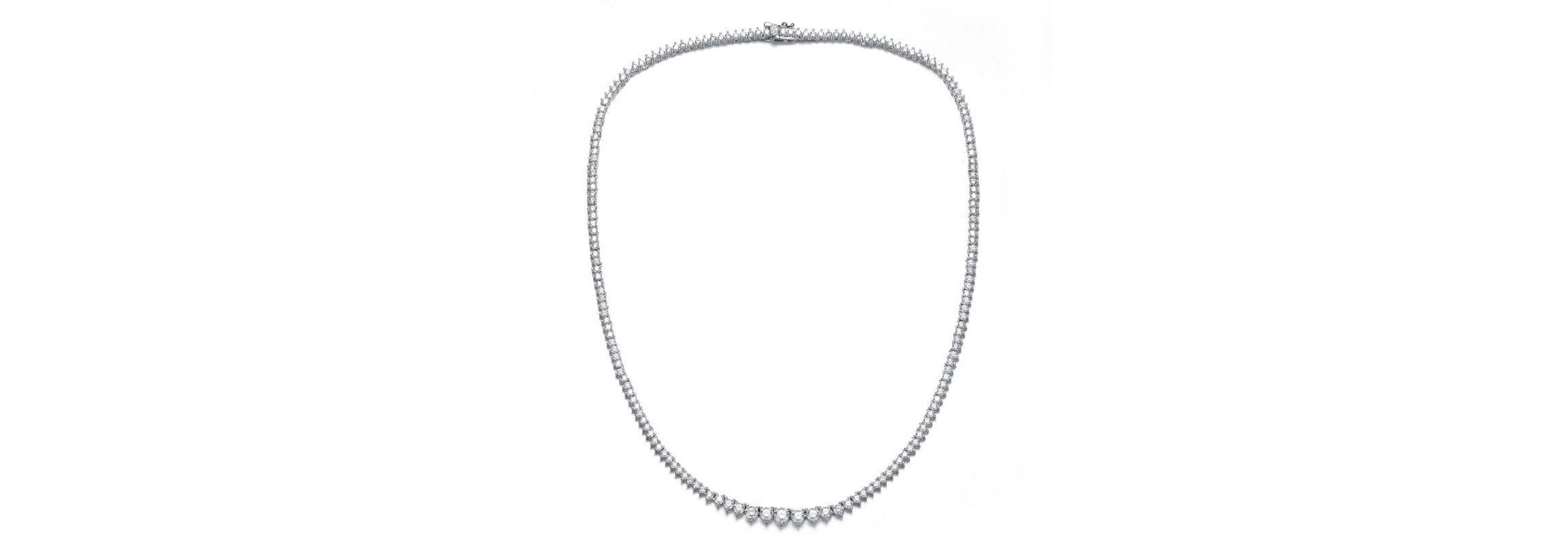 Lab Created Sterling Silver White Gold Plated with Clear Cubic Zirconia Tennis Necklace