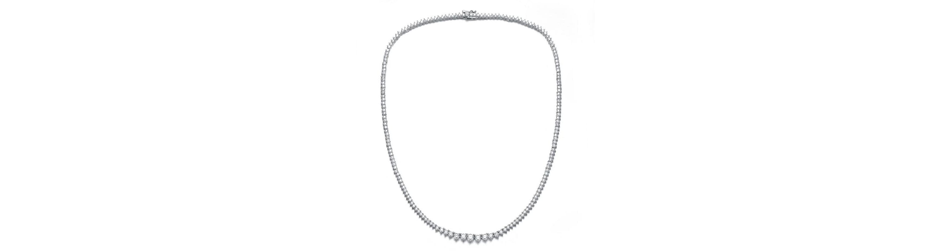 Lab Created Sterling Silver White Gold Plated with Clear Cubic Zirconia Tennis Necklace