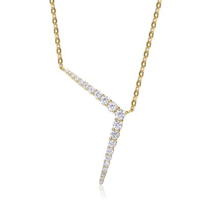 Rozzato Lab Created Sterling Silver 14K Gold Plated with Colored Cubic Zirconia Solar Chevron Necklace