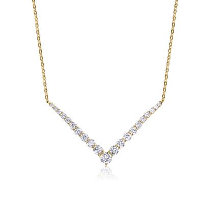 Rozzato Lab Created 14K Gold-Plated with Clear Cubic Zirconia Chevron Layering Necklace
