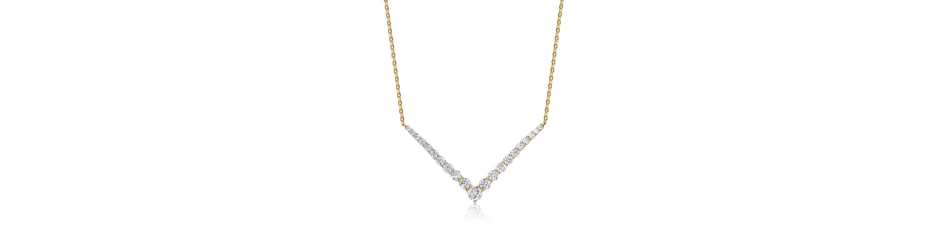 Lab Created 14K Gold-Plated with Clear Cubic Zirconia Chevron Layering Necklace
