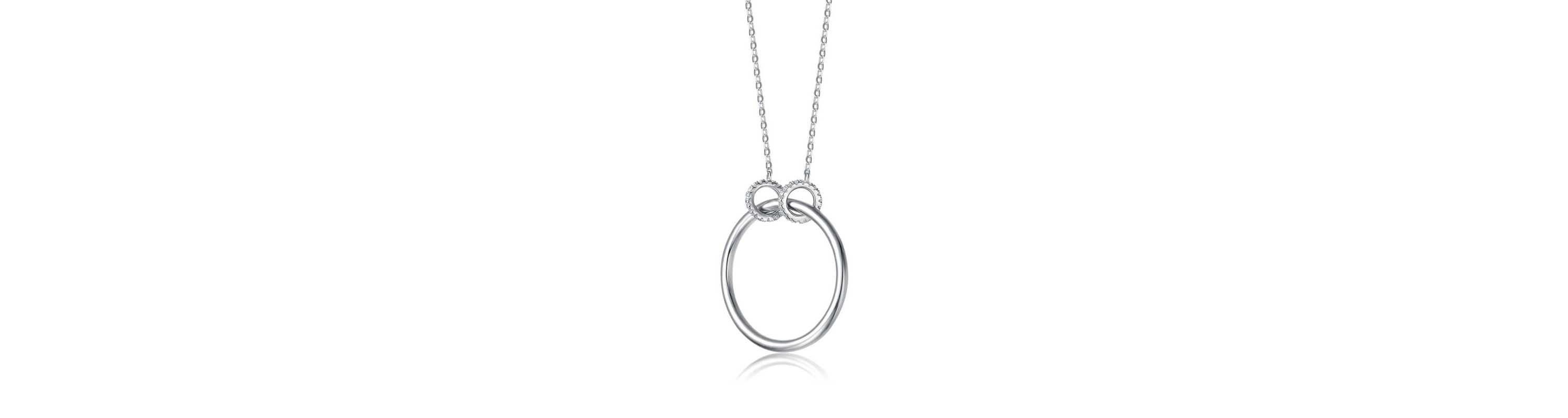 Lab Created Sterling Silver White Gold Plated with Clear Cubic Zirconia Hollow Circle Pendant Necklace
