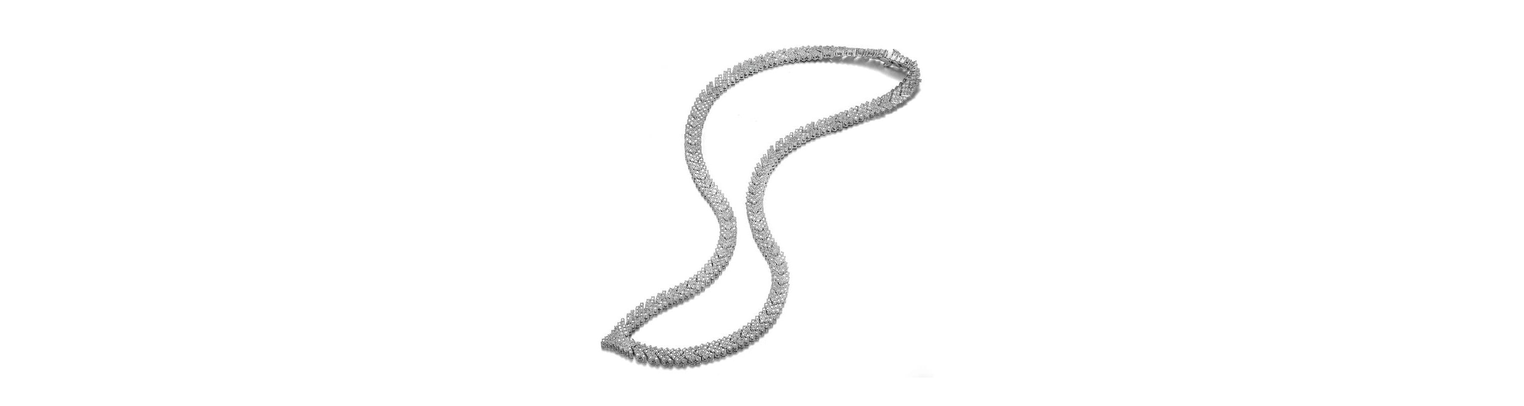 Lab Created Sterling Silver White Gold Plated with Clear Round Cubic Zirconia Cluster Arrow Head Style Necklace