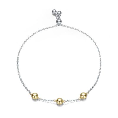 Rozzato Sterling Silver Two-Tone Spheres Chain Adjustable Bracelet