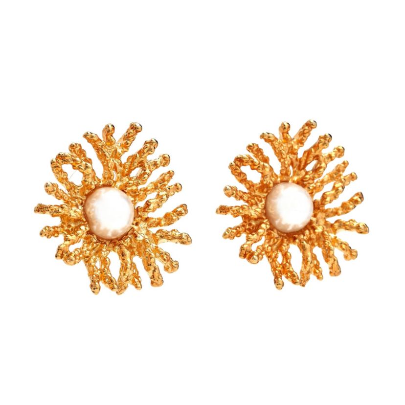 Coral Reef Pierced Earrings - Pearl Center