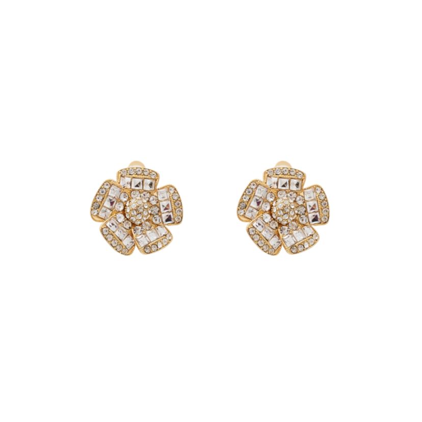みかん Triple Gold and Diamond Mini Cherry Blossom Stud Ear Climber