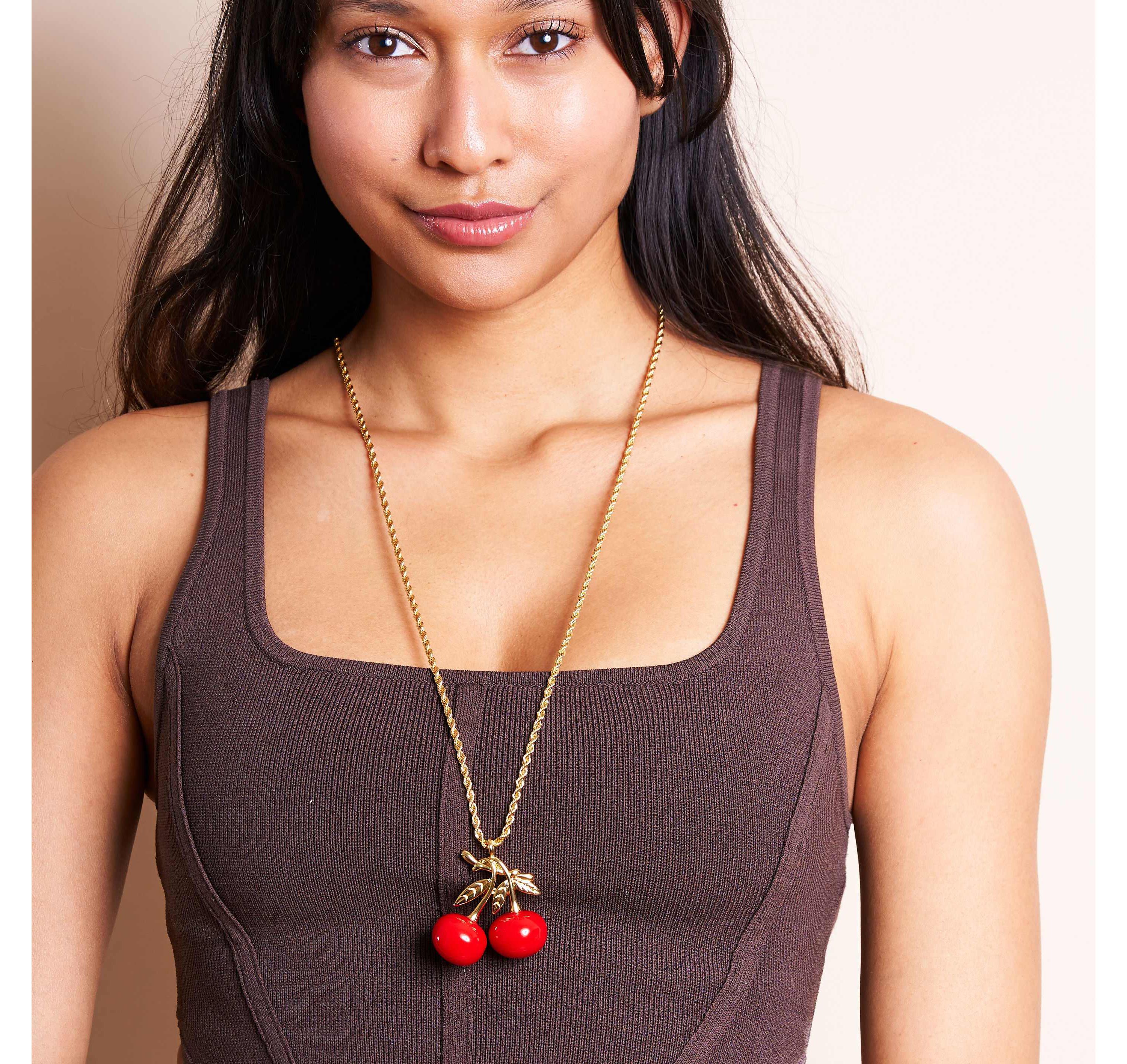 Double Cherry Pendant Necklace