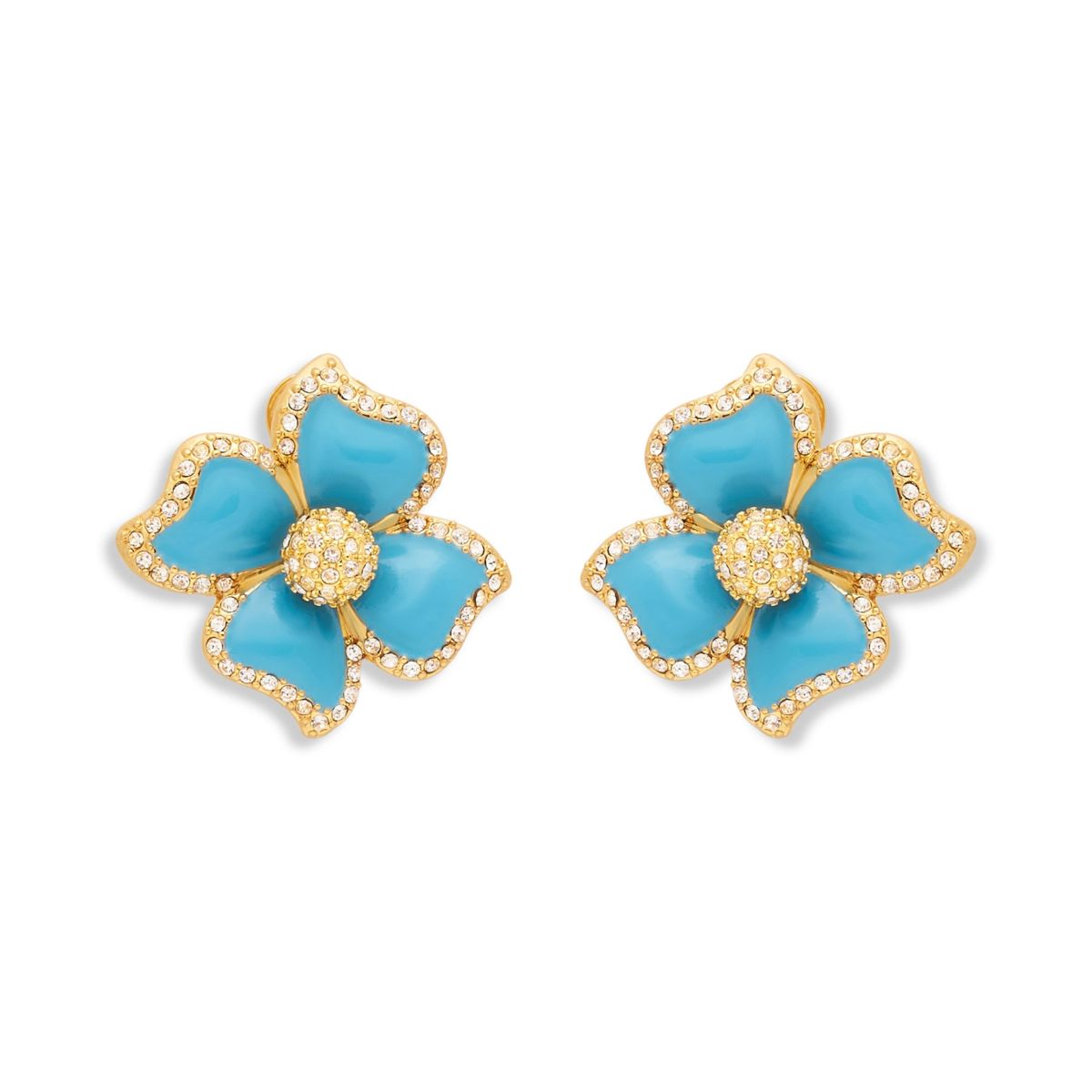 Turquoise Enamel Flower Earrings