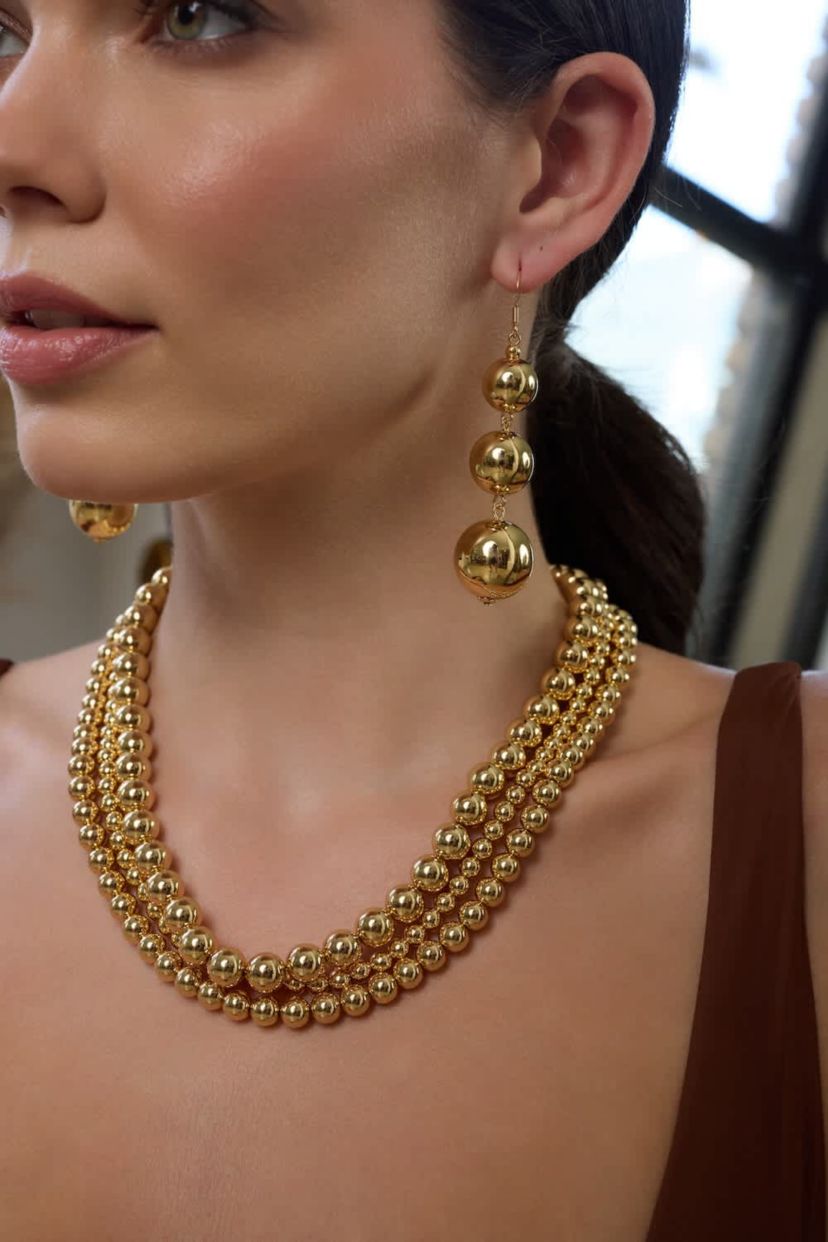 Triple Row Bead Necklace