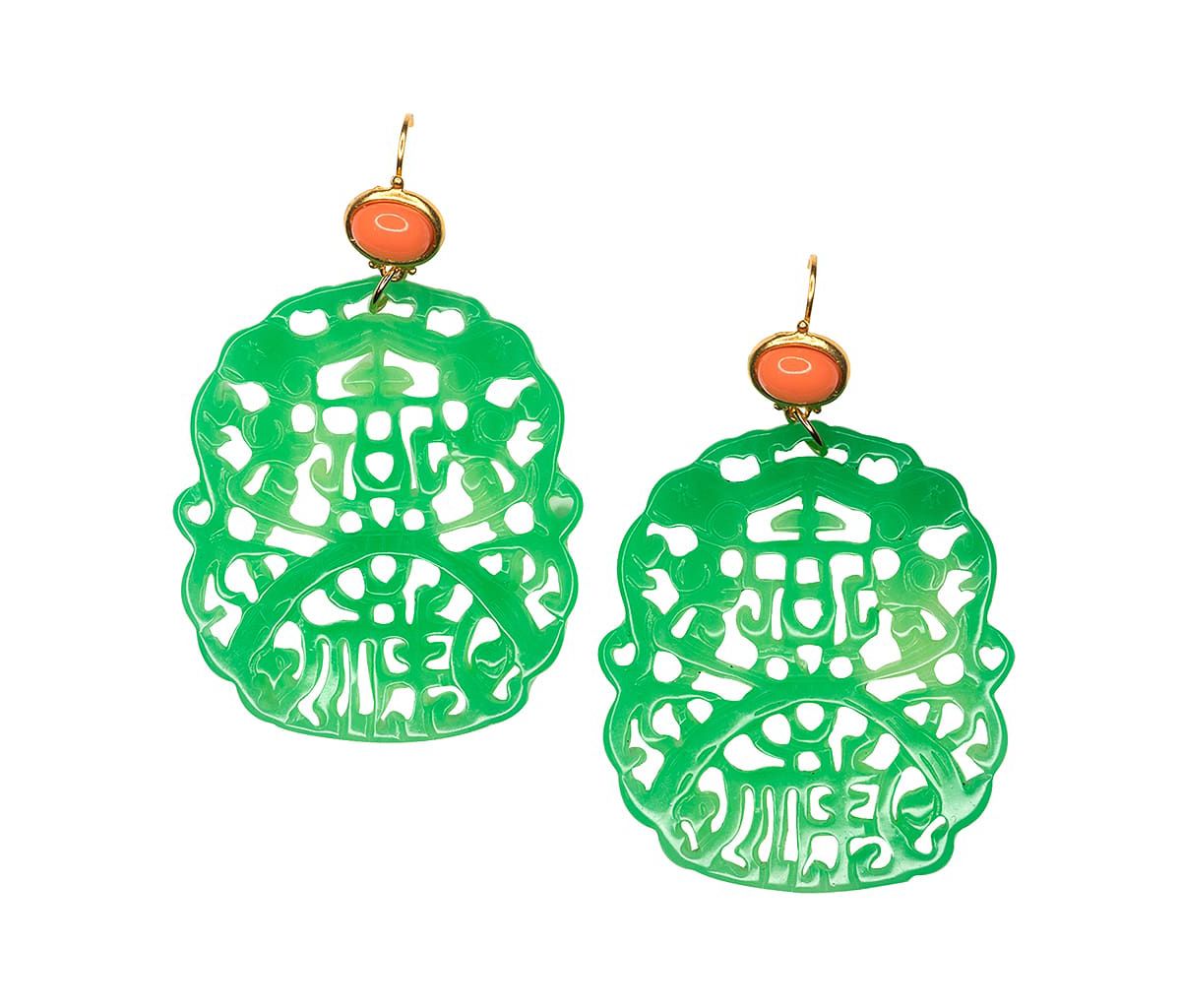 Carved Jade Resin Earrings
