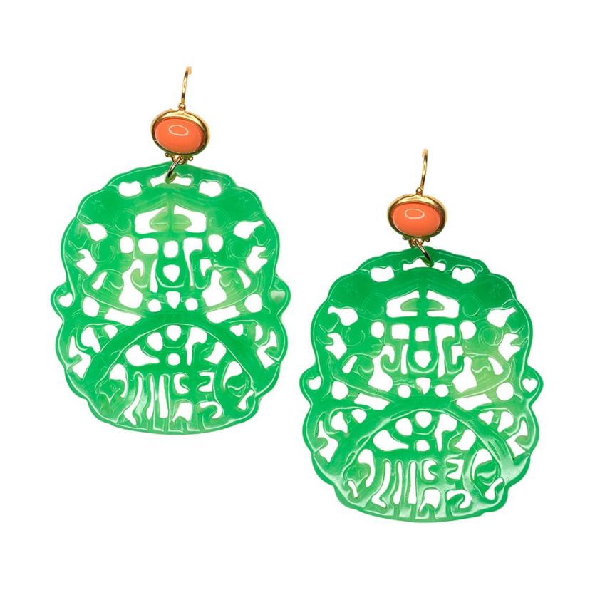 Carved Jade Resin Earrings