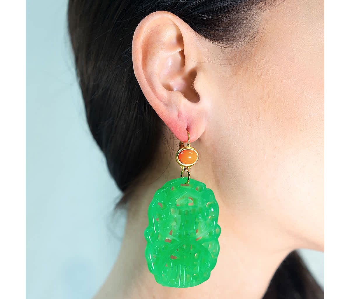 Carved Jade Resin Earrings