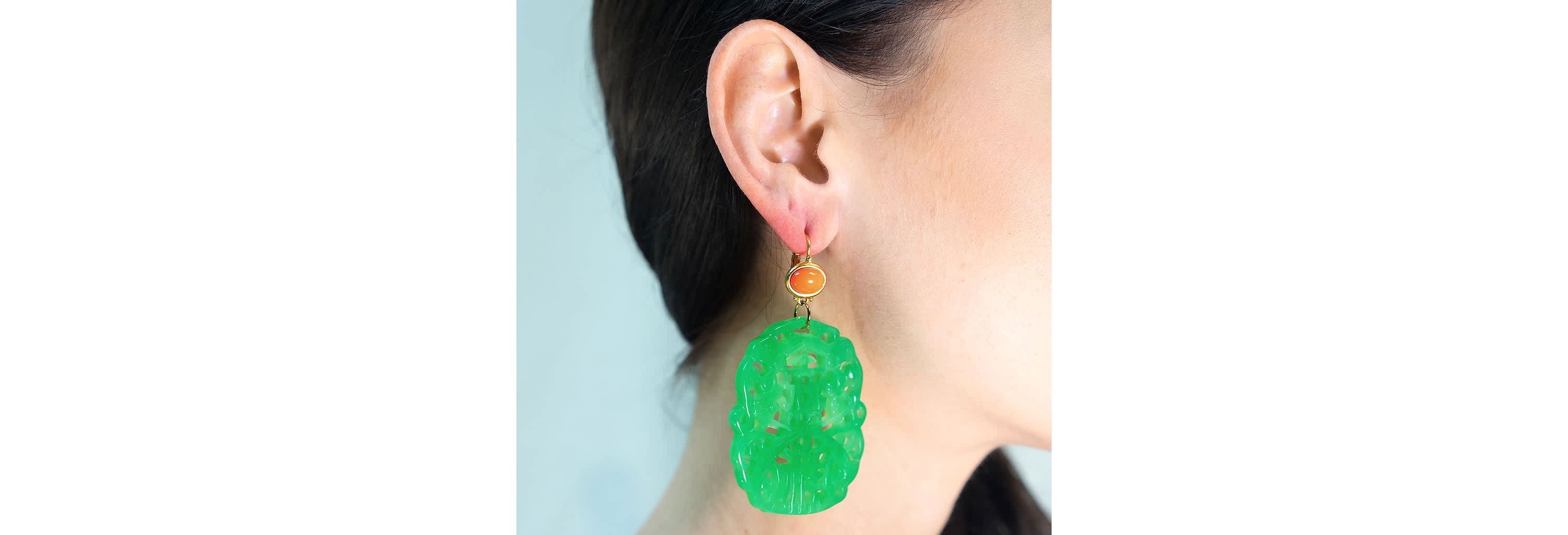 Carved Jade Resin Earrings