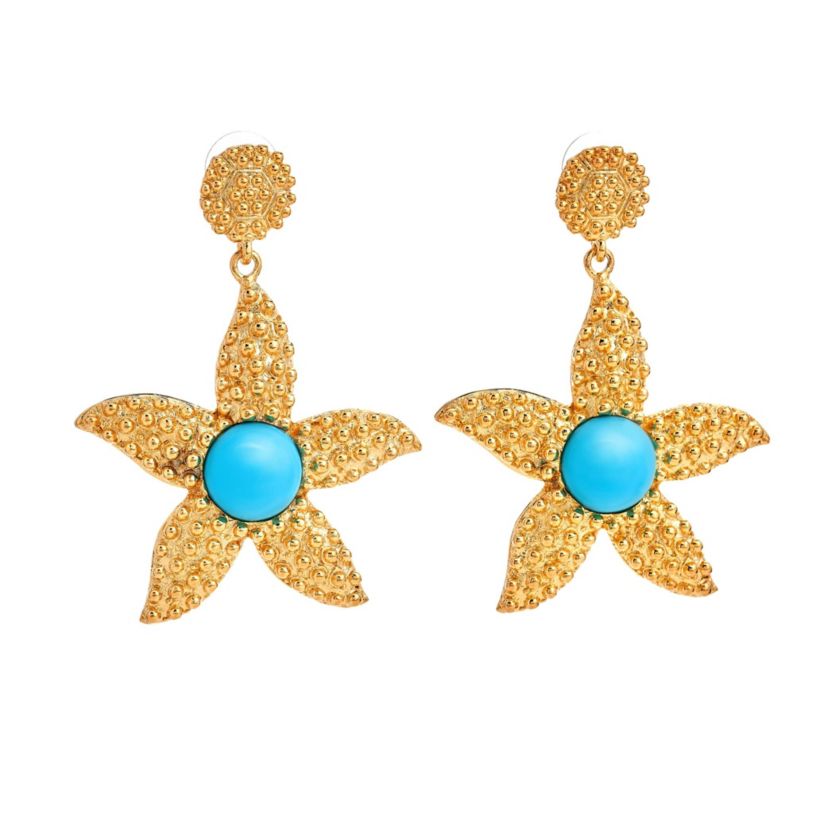 Turquoise Starfish Drop Earrings