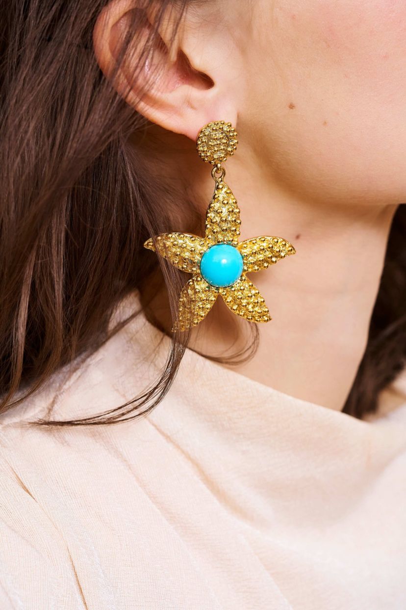 Turquoise Starfish Drop Earrings