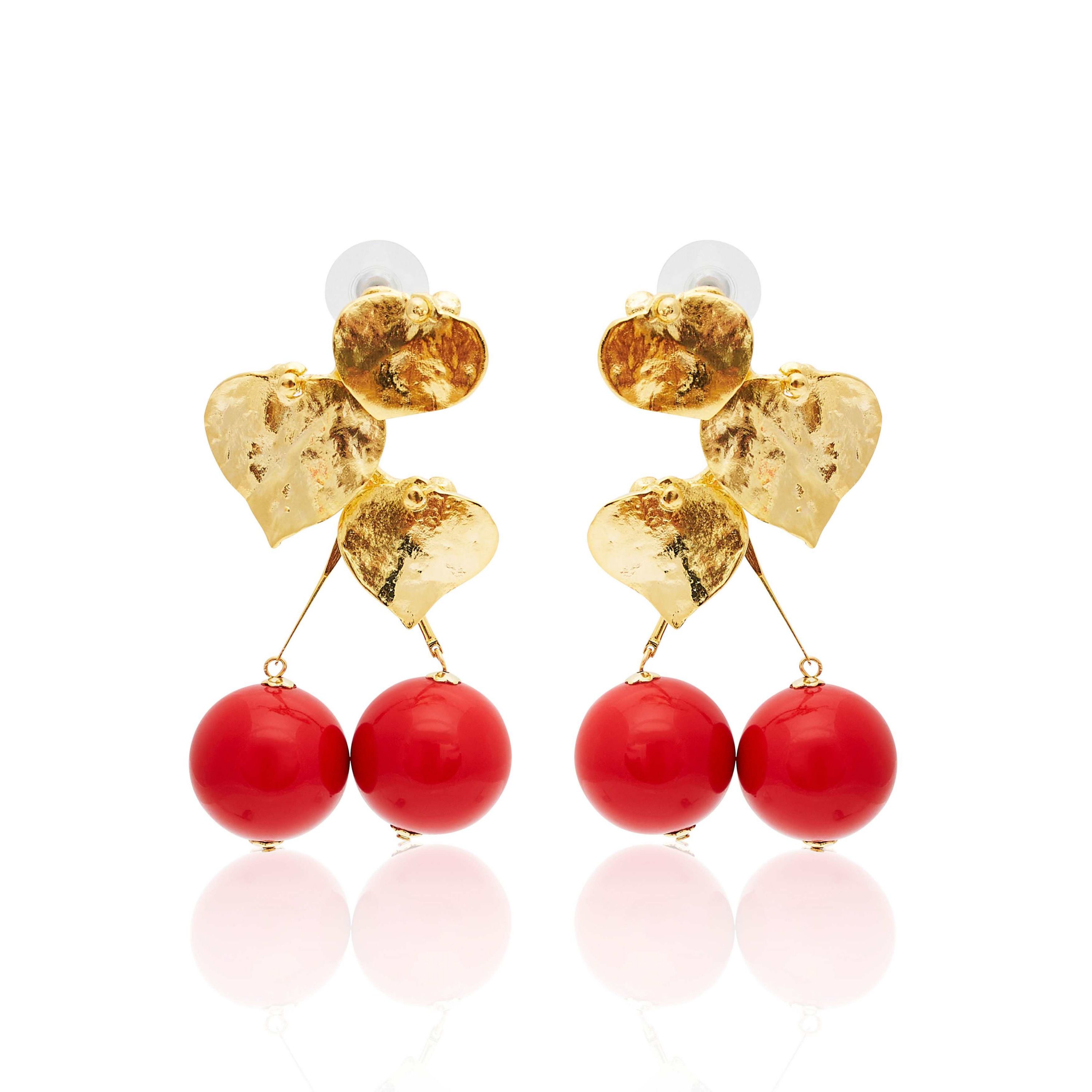 Cherry Leaves Pierced Earrings