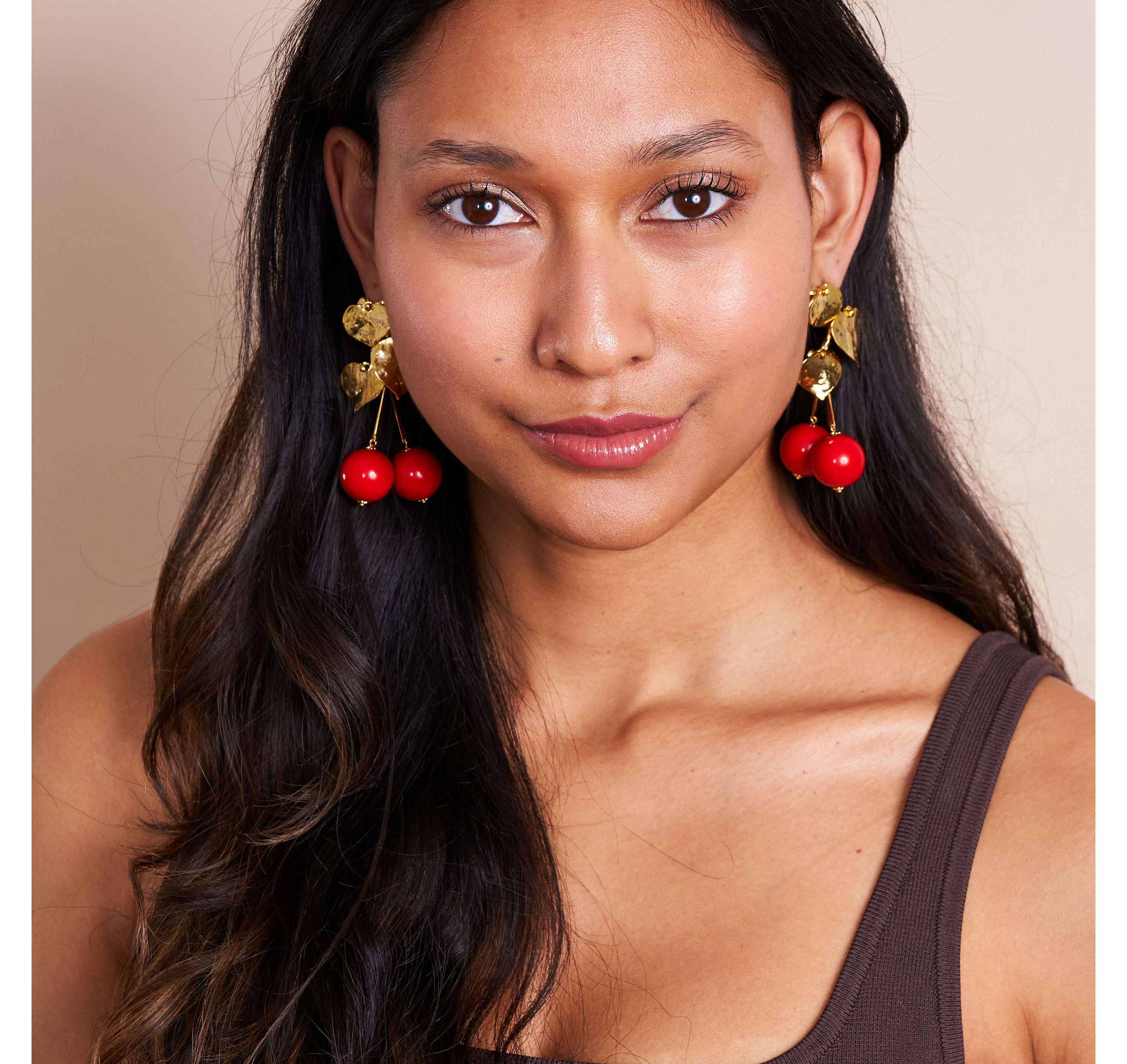 Cherry Leaves Pierced Earrings
