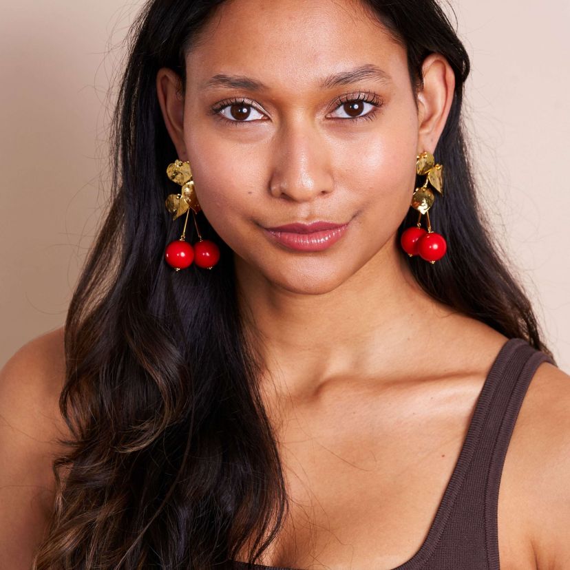 Cherry Leaves Pierced Earrings