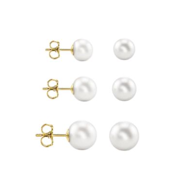 Donatello Gian 3 Pack 14K Yellow Gold Pearl Earrings
