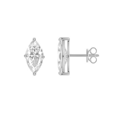 Donatello Gian Sterling Silver Simulated Diamond Marquise Cut Stud Earrings
