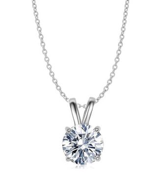 Donatello Gian Rhodium Plated Round Cut Crystal Pendant Necklace