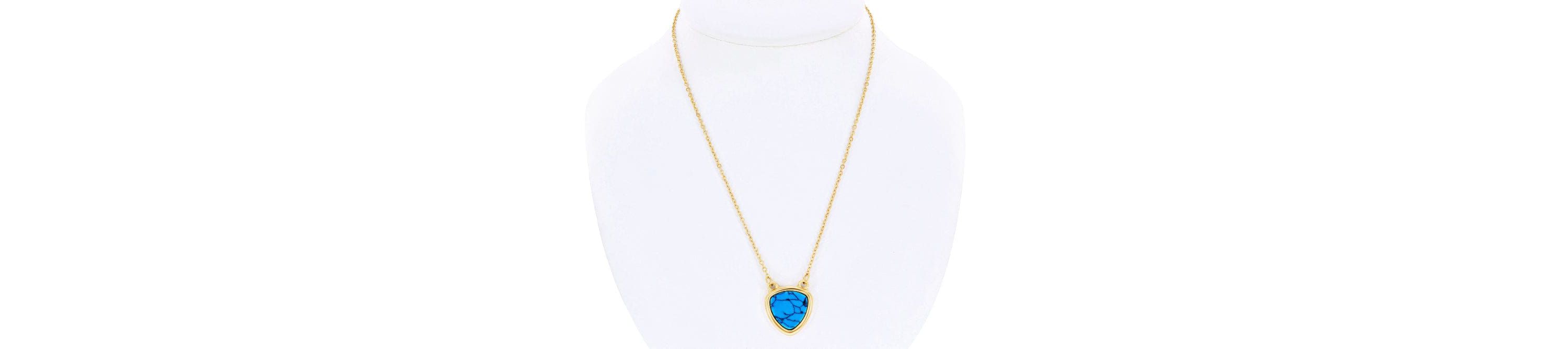 14K Gold Plated Created  Turquoise Necklace