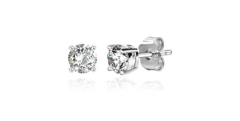 Sterling Silver Round Cut Small Dainty Studs