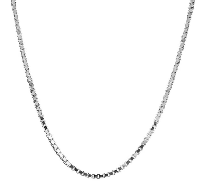 Sterling Silver 925 Box Chain 1.5MM, 20, Box Chain Necklace, Italian Made Sterling Silver 925 Unisex Chain