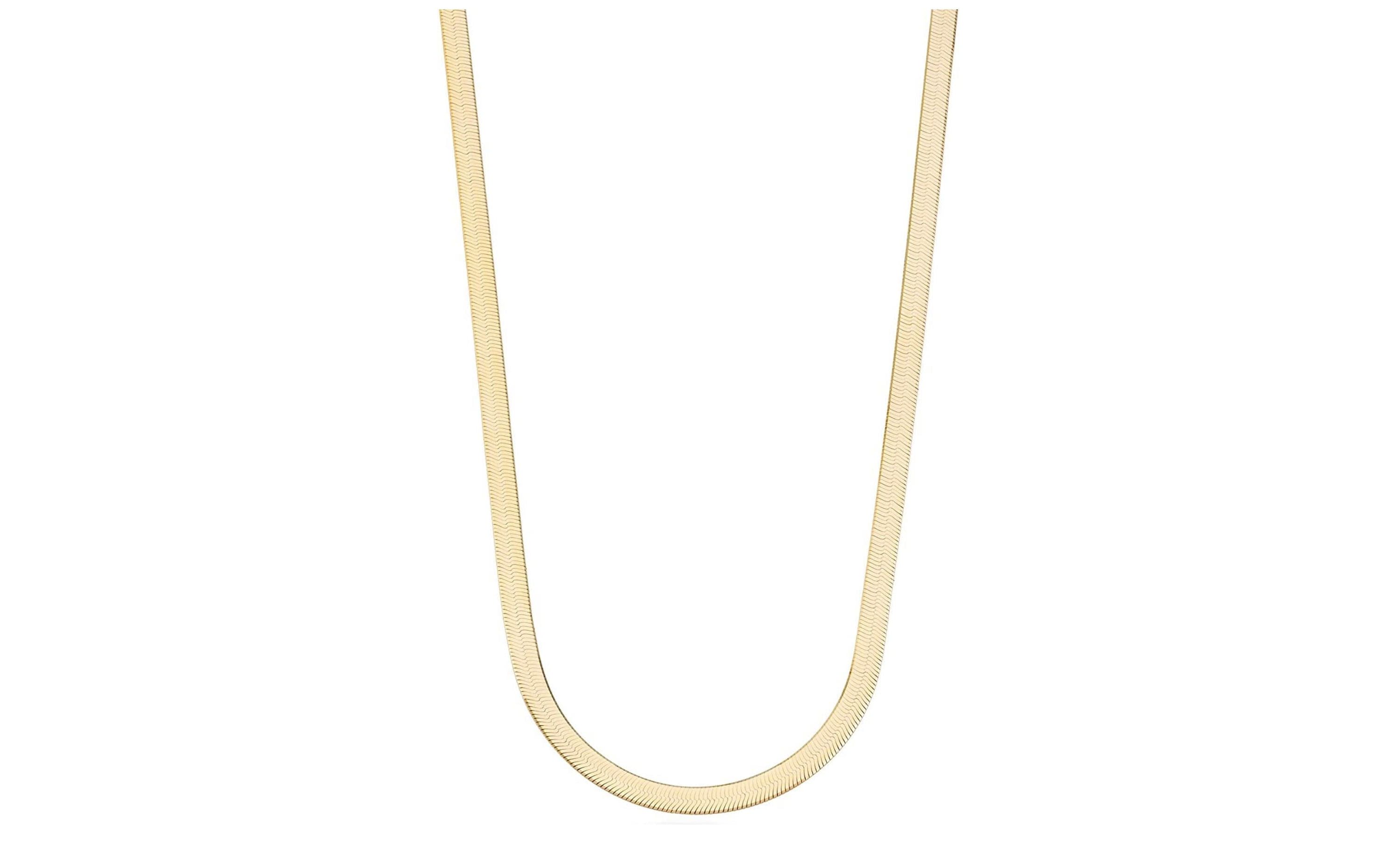 Solid Sterling Silver Yellow Gold Flashed Herringbone Necklace 16