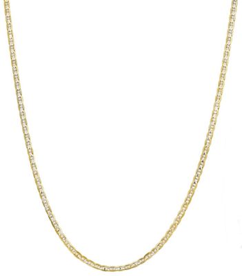 Donatello Gian Sterling Silver 925 Mariner Link Chain 2.5MM, 16, Anchor Chain Necklace, Two Tone Italian Made Sterling Silver 925 Unisex Chain