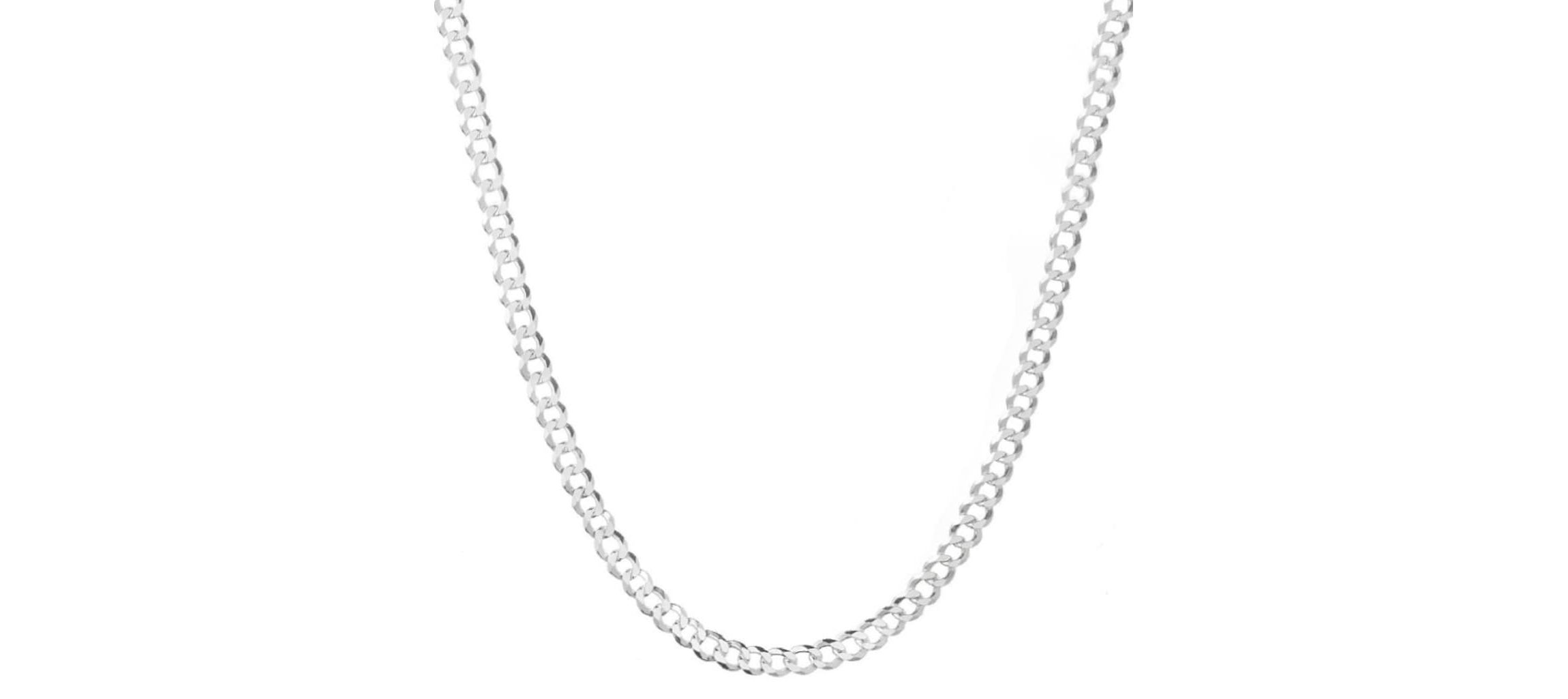 Sterling Silver 925 Curb Chain 5MM, 22, Curb Link Chain Necklace, Italian Made Sterling Silver 925 Unisex Chain
