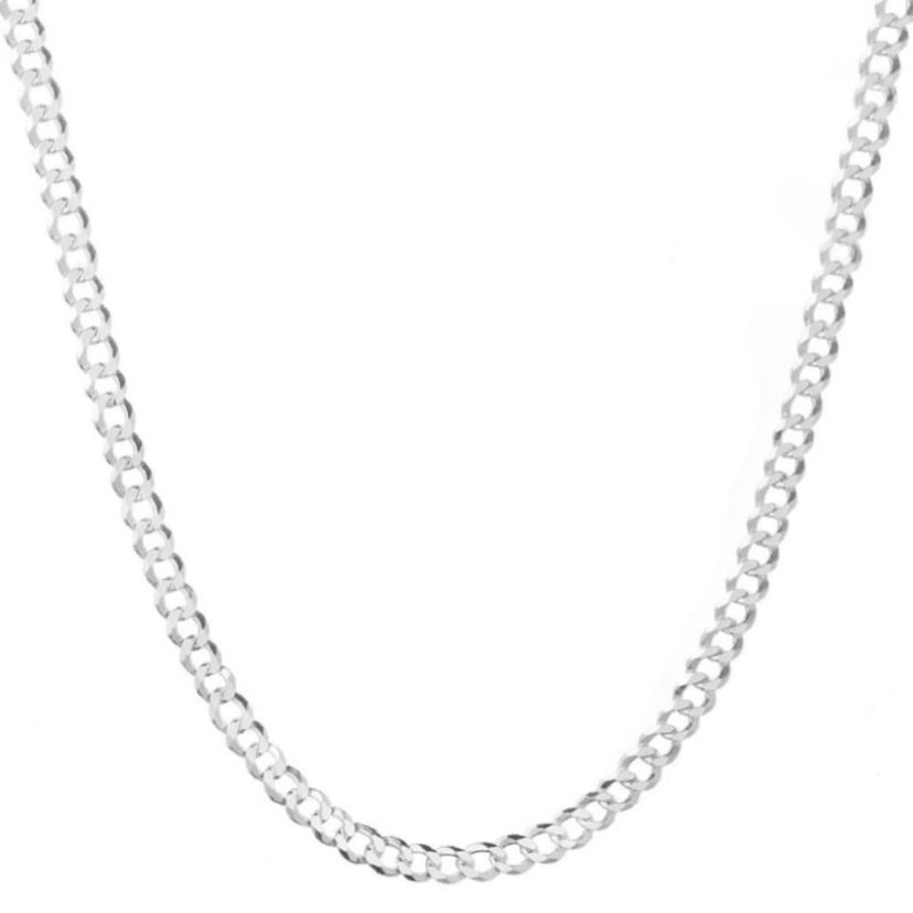 Sterling Silver 925 Curb Chain 5MM, 22, Curb Link Chain Necklace, Italian Made Sterling Silver 925 Unisex Chain