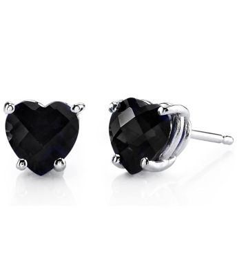 Donatello Gian Sterling Silver Black Onyx Heart Cut Crystal Stud Earrings