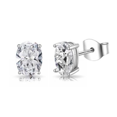 Donatello Gian Sterling Silver Oval Cut Stud Earrings white