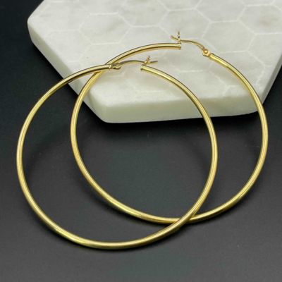 Donatello Gian Sterling Silver Gold Large 55MM Hoop Earrings For Women 14K Gold