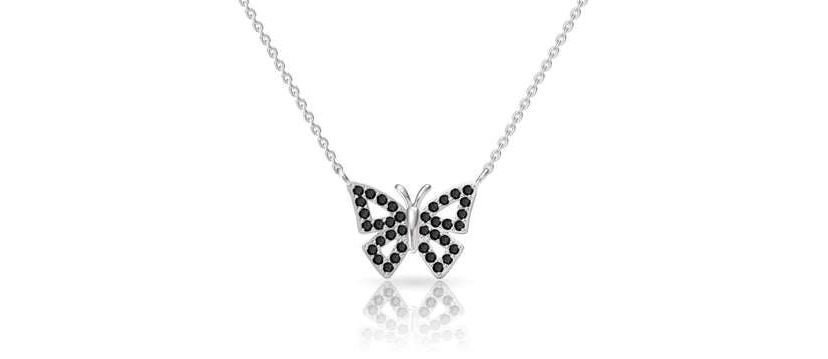 Black Onyx Butterfly Pendant Necklace