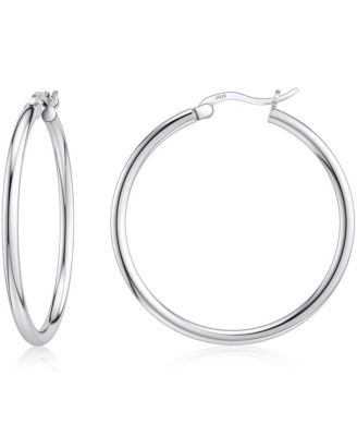 Donatello Gian Sterling Silver Large 30MM Classic French Lock Hoops