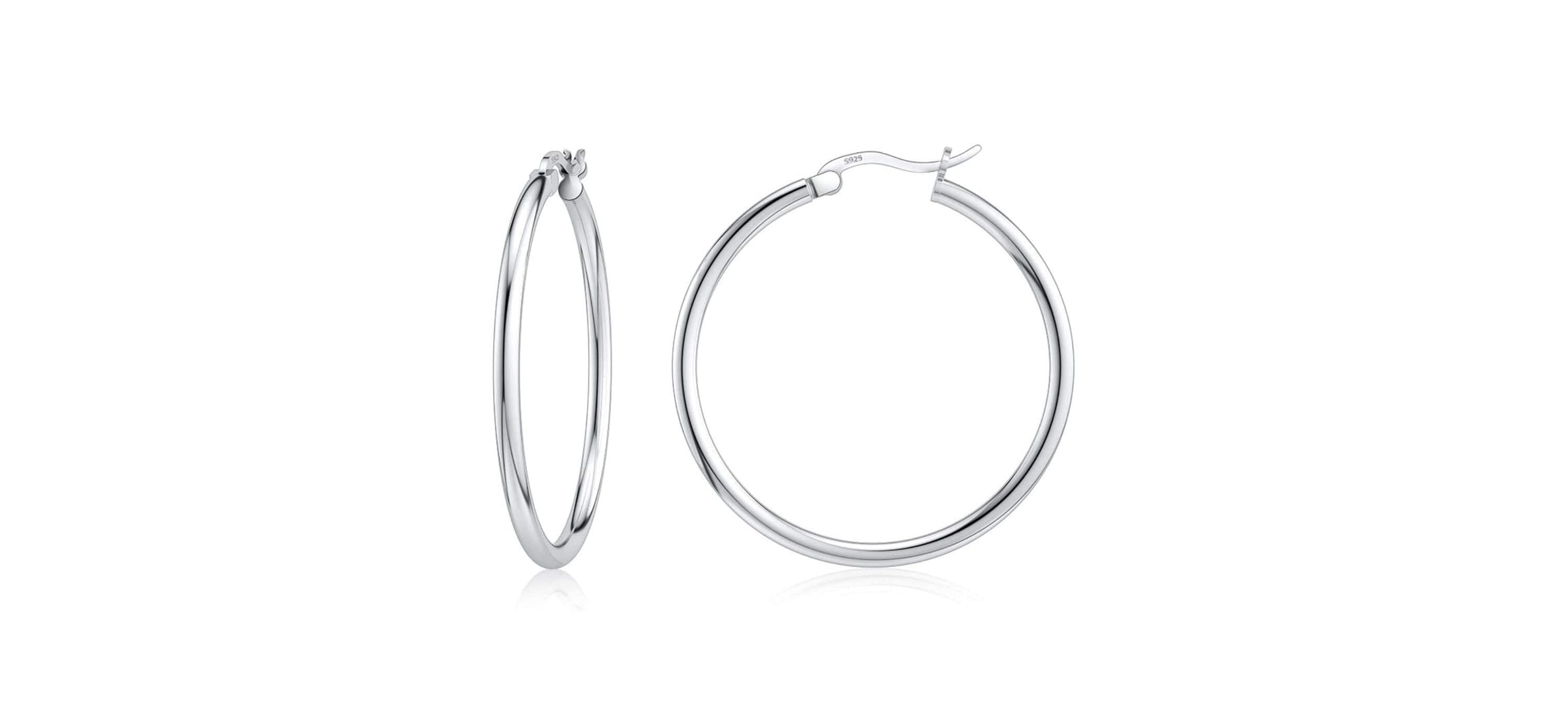 Sterling Silver Large 30MM Classic French Lock Hoops