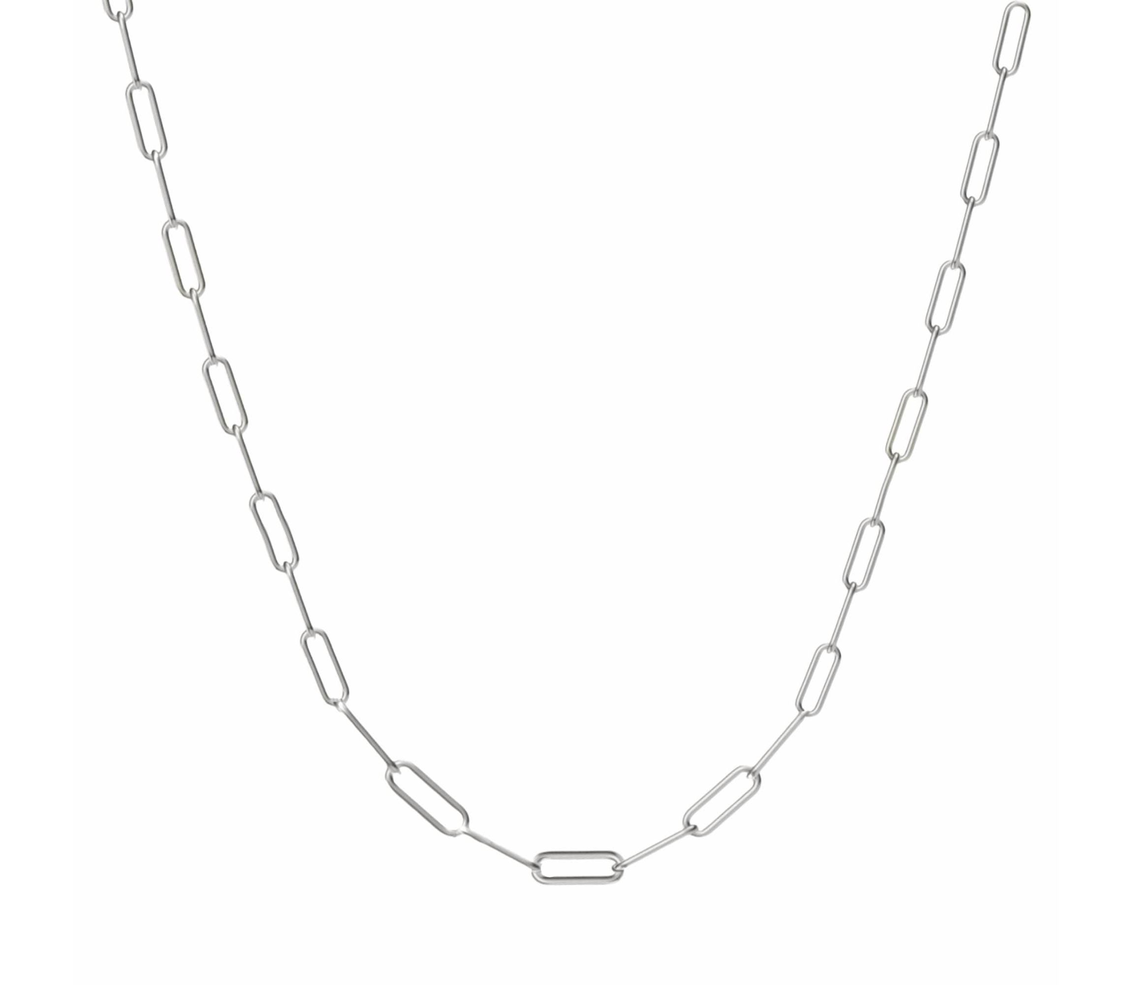 Sterling Silver Paperclip Chain Choker Necklace 24