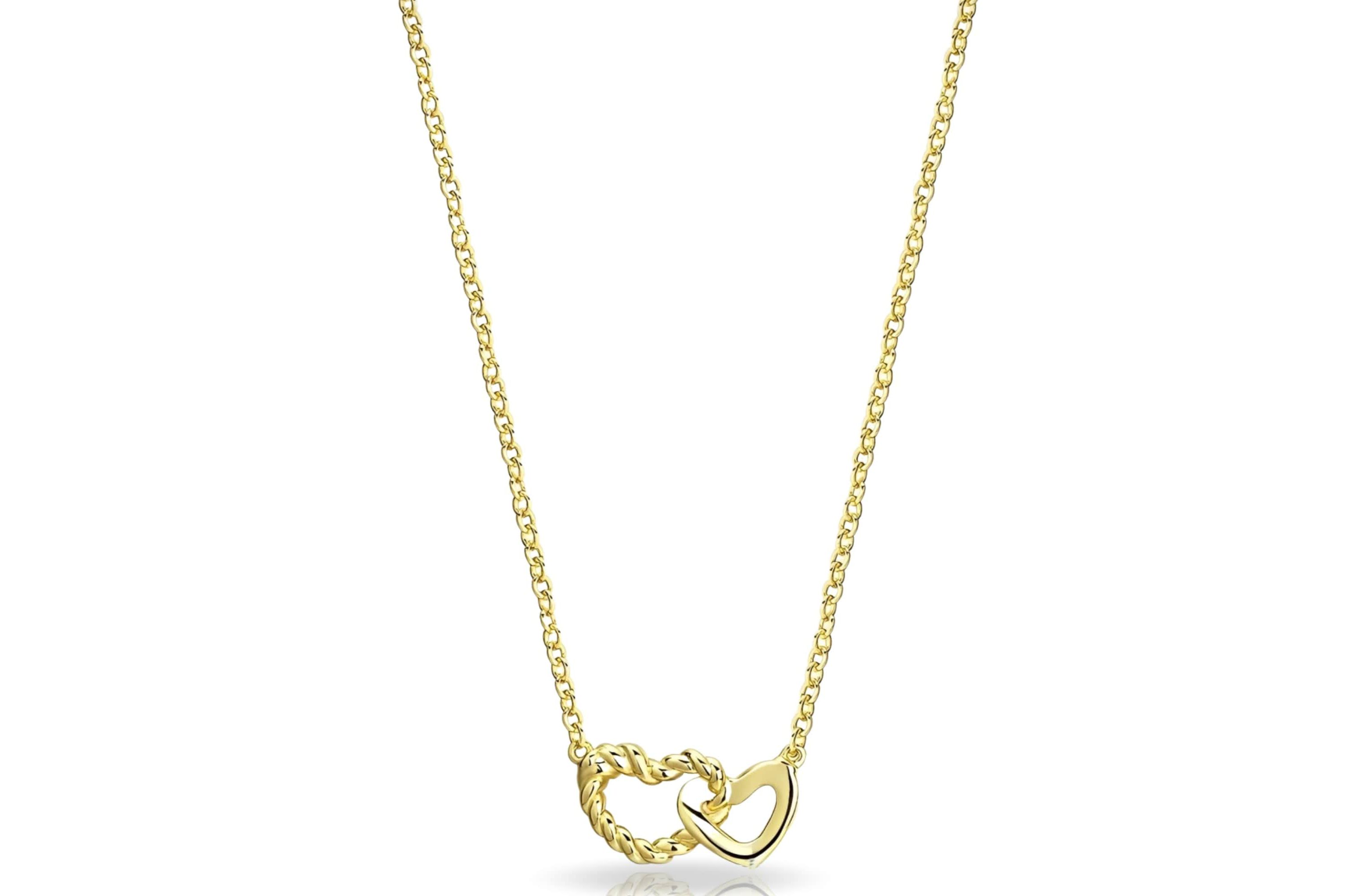 925 Sterling Silver Linked In Love Heart Necklace