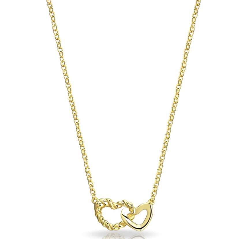 925 Sterling Silver Linked In Love Heart Necklace