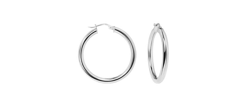 Sterling Silver Solid 925 3mm Thick 25MM Hoop Earrings